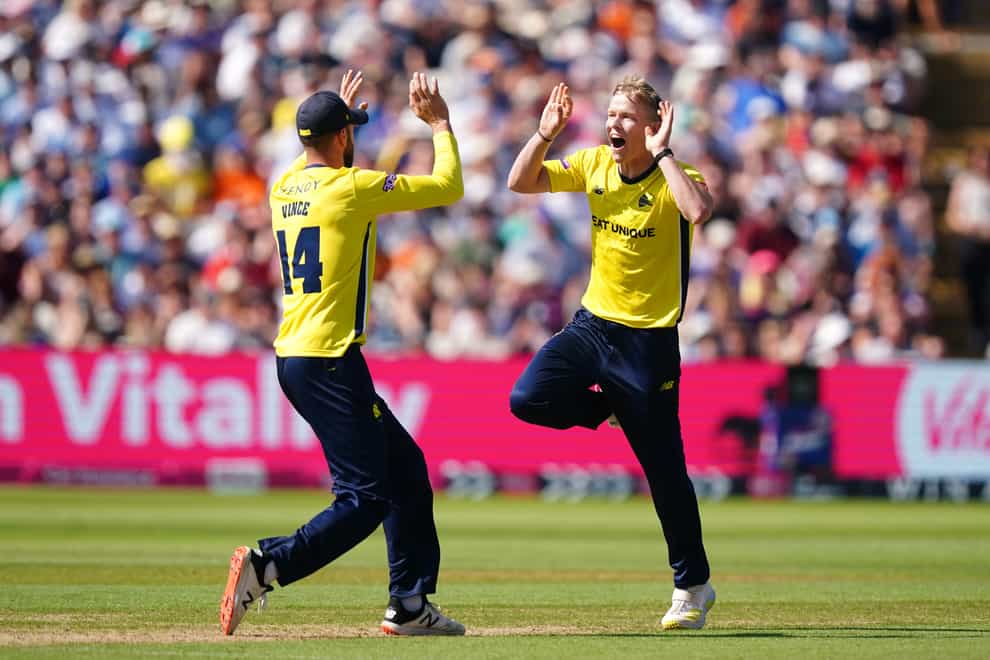 Hampshire’s Nathan Ellis took three wickets in his side’s win over Somerset (Mike Egerton/PA)