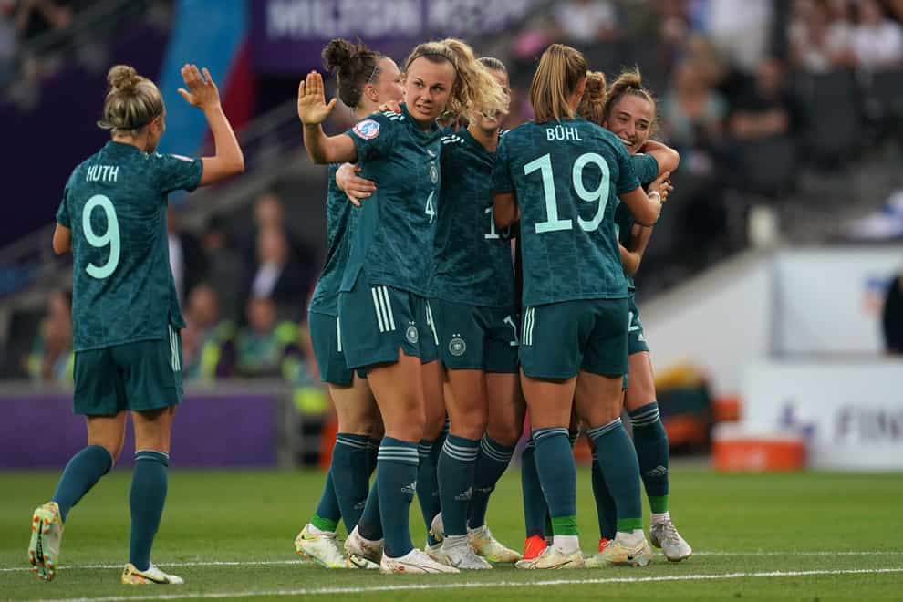 Germany boss Martina Voss-Tecklenburg praised Alexandra Popp and a ‘very solid’ performance from the team after they wrapped up their Euro 2022 group games with a 3-0 victory over Finland in Milton Keynes (Nick Potts/PA)