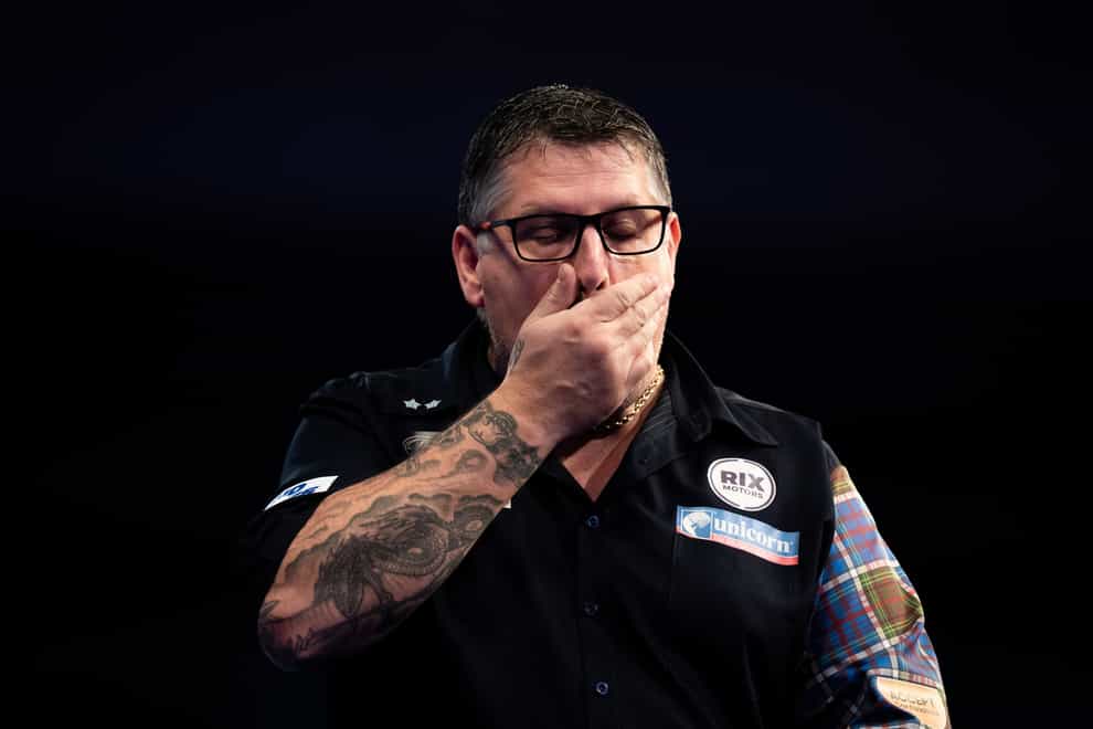 Gary Anderson suffered an early exit at the 2022 World Matchplay at the Winter Gardens (Aaron Chown/PA)