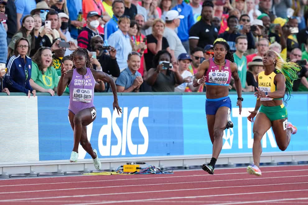 Great Britain’s Dina Asher-Smith could not beat the Jamaicans in the 100m final. (Martin Rickett/PA)
