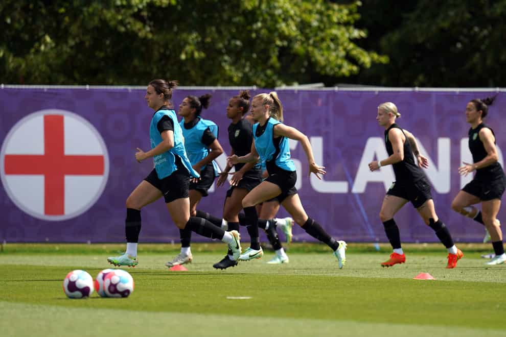 England players during a training session at the the Lensbury Resort, Teddington (John Walton/PA).