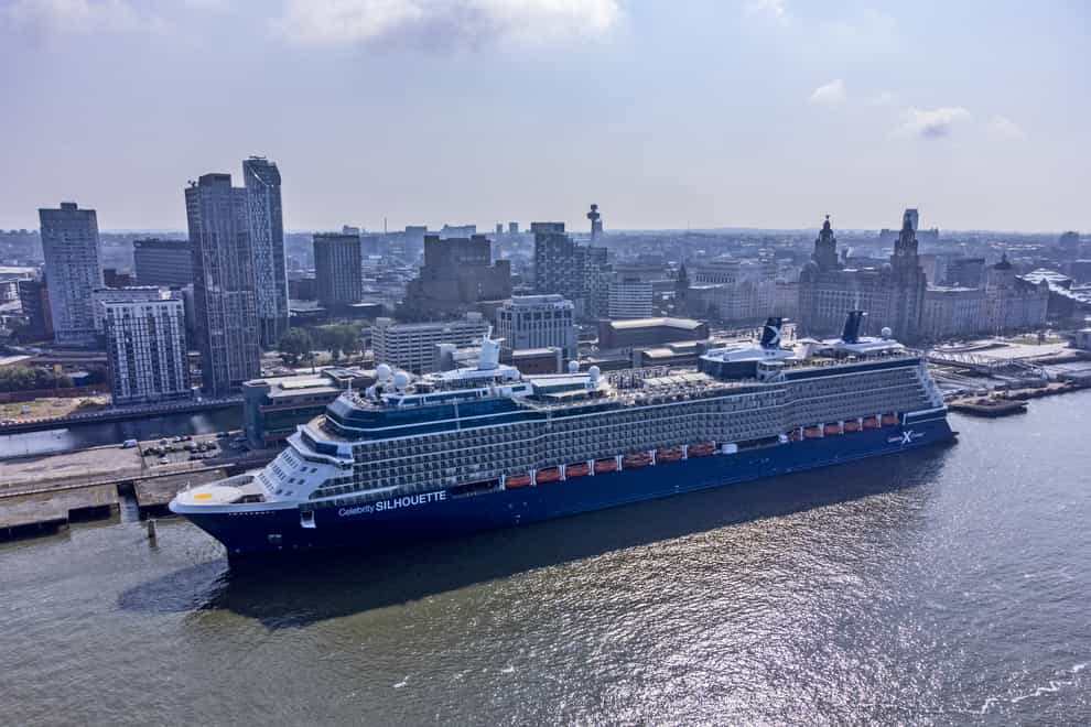 The cruise ship Celebrity Silhouette docked on the waterfront in Liverpool (Peter Byrne/PA)