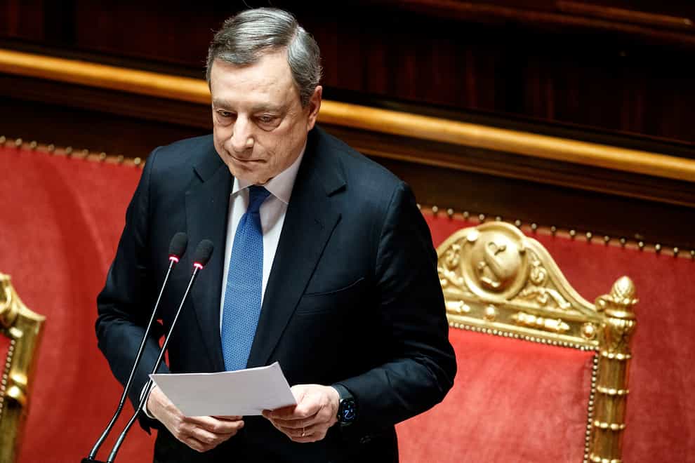 Italian premier Mario Draghi said Algeria was a ‘very important partner’ for his country (Roberto Monaldo/LaPresse via AP)