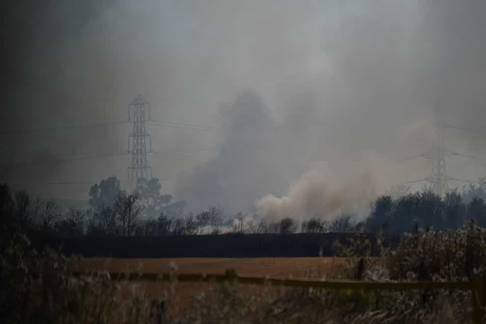 A blaze in the village of Wennington, east London (Yui Mok/PA)