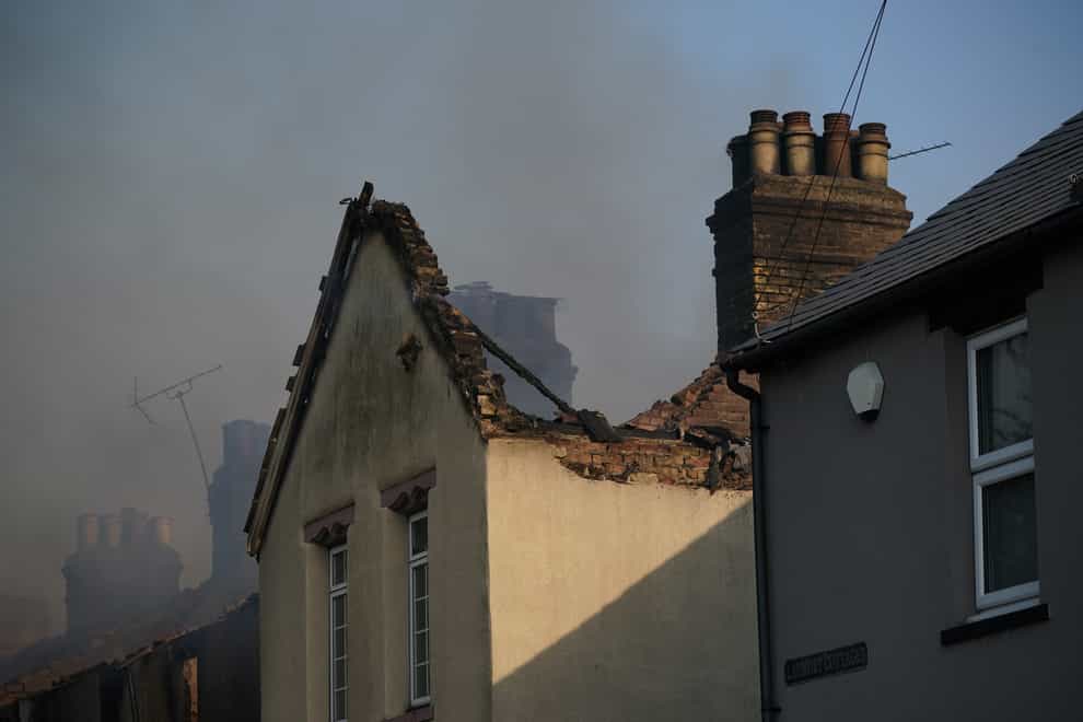The scene of a blaze in the village of Wennington (Yui Mok/PA)