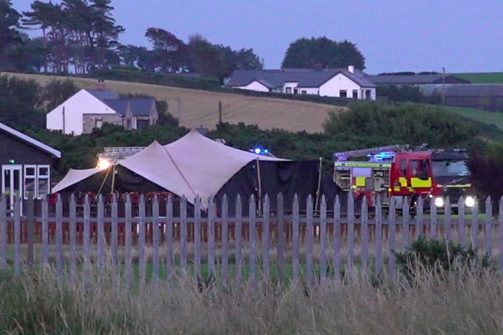 Emergency services at Newtownards Airport following a crash involving a light aircraft (Rebecca Black/PA)