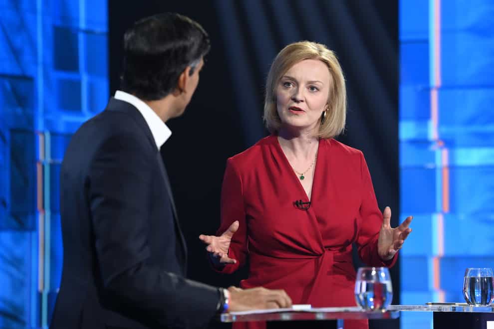 Liz Truss and Rishi Sunak go head to head on policy at the ITV debate. Jonathan Hordle/ITV