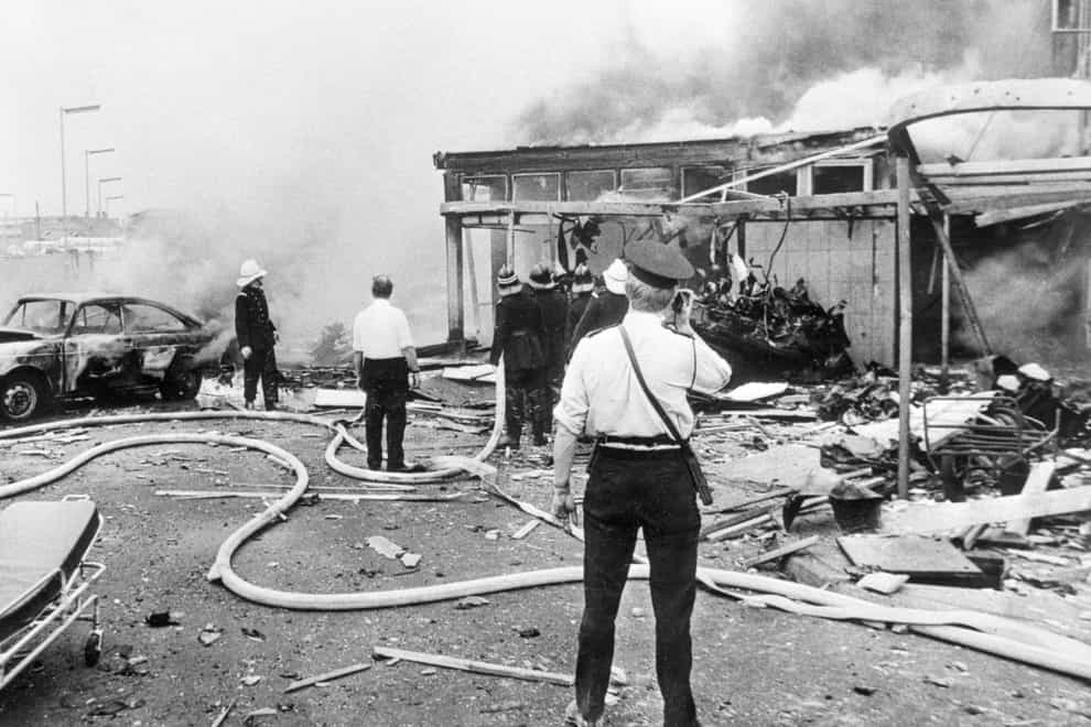 Emergency services attend the aftermath of a bomb blast during Bloody Friday on July 21, 1972 in Belfast. (PA)
