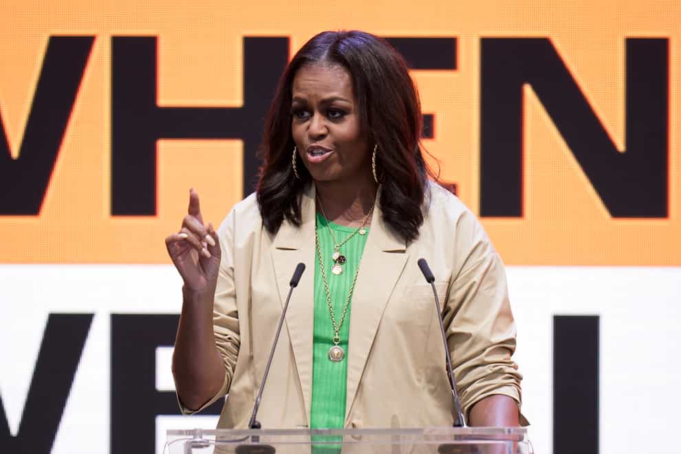Former first lady Michelle Obama speaks at the Culture of Democracy Summit in Los Angeles, on June 13, 2022. Michelle Obama will have a book out this year, The Light We Carry, in which she reflects upon her experiences and shares insights on navigating an increasingly stressful world (Jae C Hong/AP/PA)