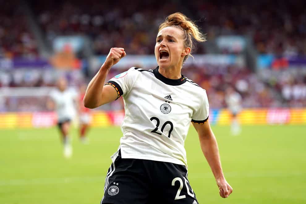 Lina Magull scored the opening goal of the game as Germany qualified for the Euro 2022 semi-finals (Nick Potts/PA)