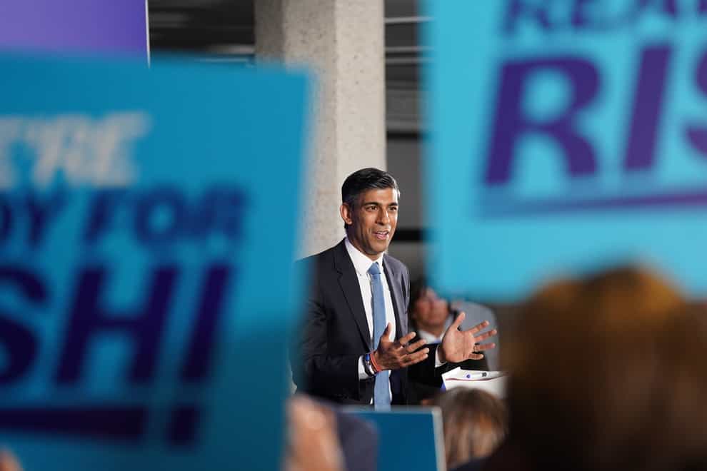Rishi Sunak will announce plans to cut the NHS patient backlog in a speech on Saturday (Stefan Rousseau/PA)