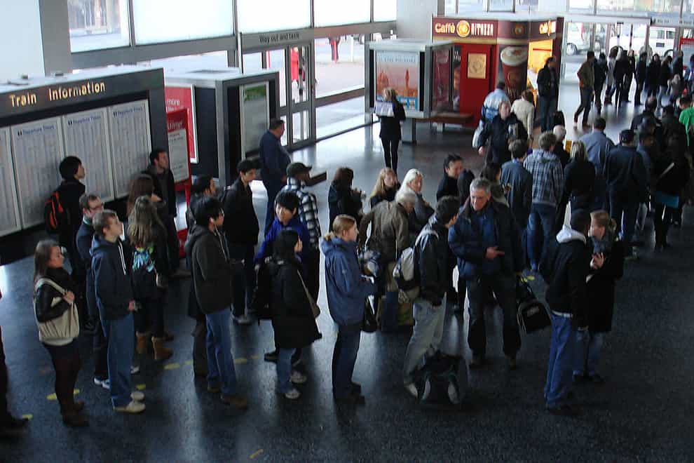 A queue for ticket booths in Coventry Station (TSSA/PA)