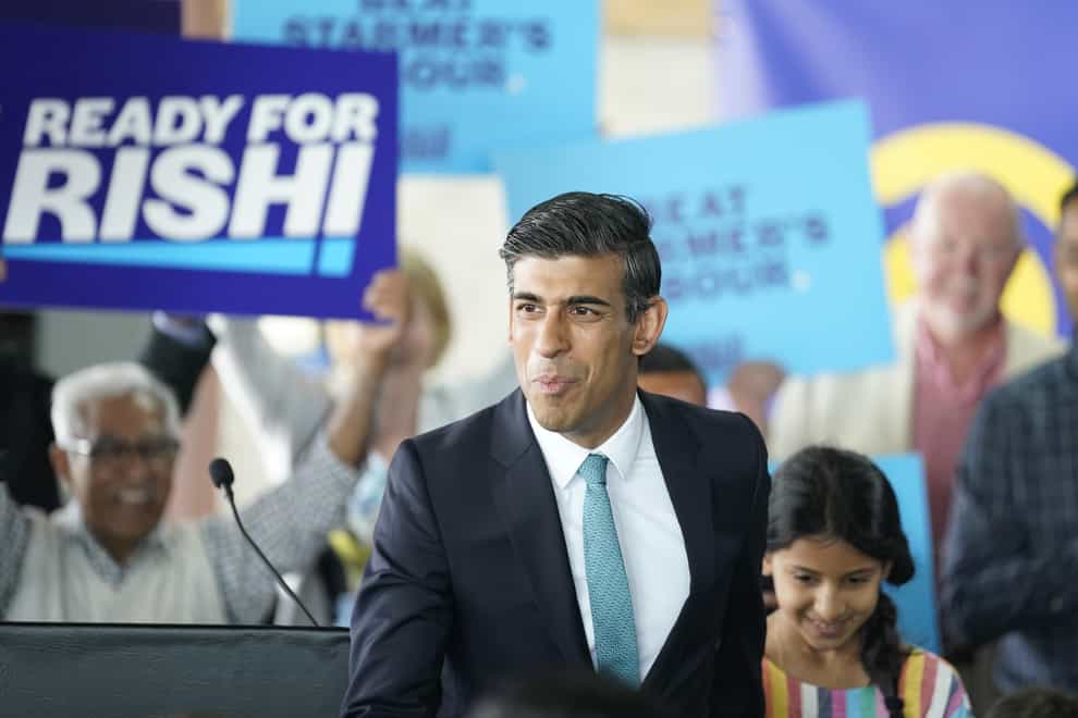 Rishi Sunak visited Grantham as part of his campaign to become leader of the Conservative Party and prime minister (Danny Lawson/PA)