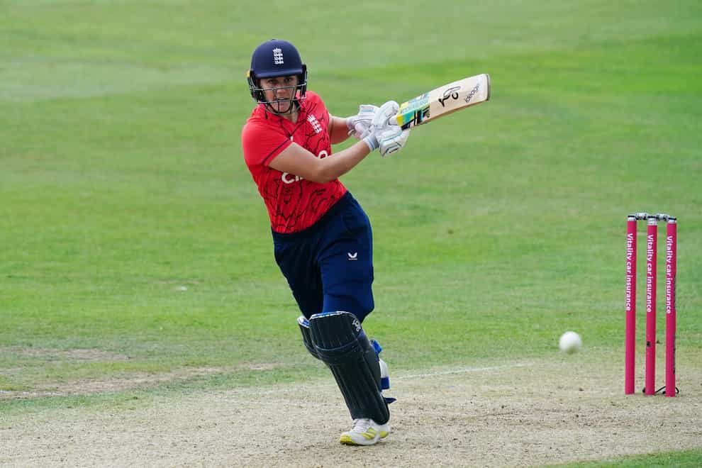 England’s Nat Sciver batting during the first T20 match at New Road (David Davies/PA)