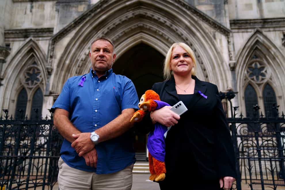 Paul Battersbee and Hollie Dance have appealed against a court ruling that doctors can stop treating their son (Victoria Jones/PA)