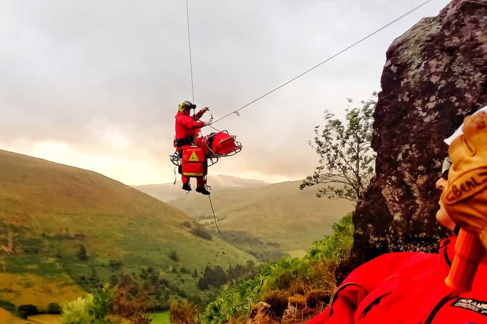 A man is airlifted from Cader Idris in North Wales (Aberdyfi Search and Rescue)