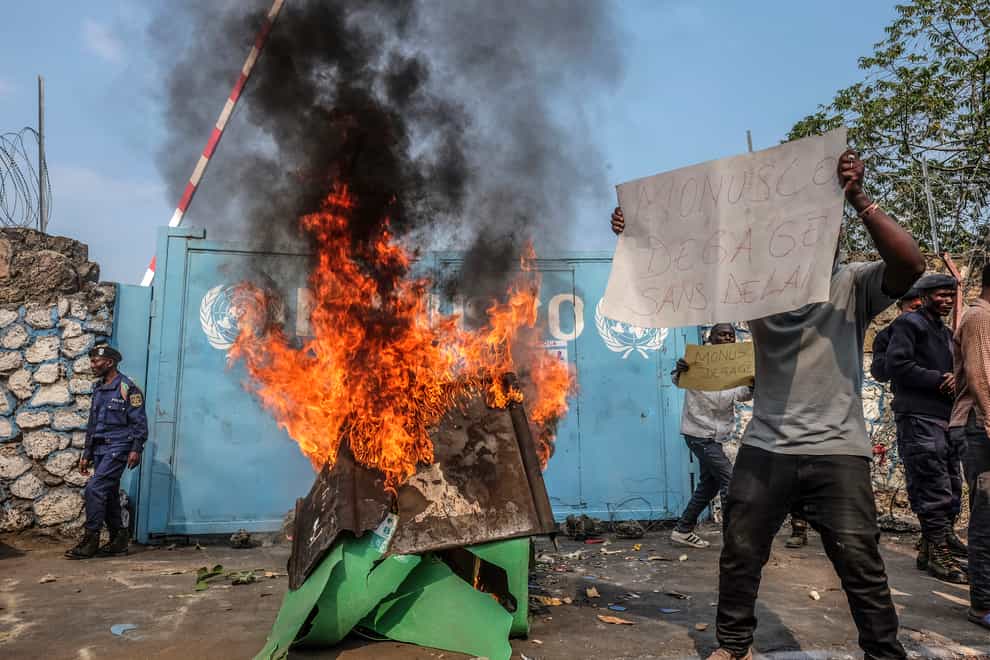 At least 15 people have been killed and dozens of others injured during two days of demonstrations in Congo’s east against the United Nations mission in the country, officials said (Moses Sawasawa/AP)