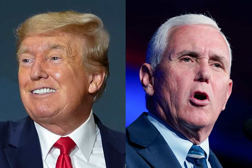 Donald Trump and Mike Pence speak at different events in Washington (AP)