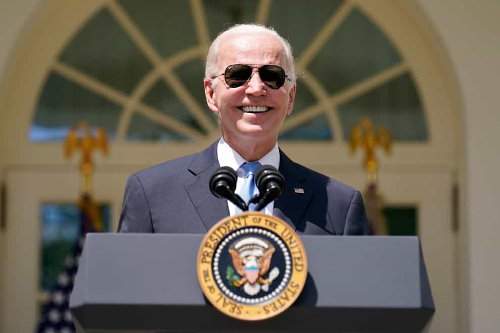 President Joe Biden speaks in the Rose Garden of the White House in Washington (Andrew Harnik/AP)