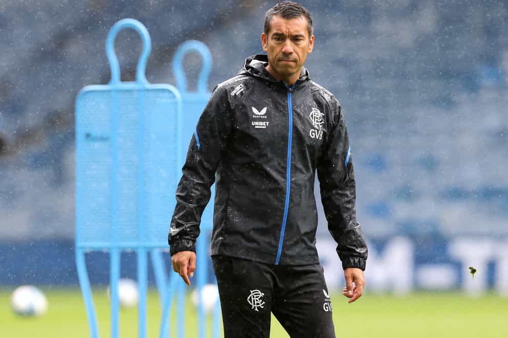 Rangers manager Giovanni van Bronckhorst during a training session at the Ibrox Stadium, Glasgow (Steve Welsh/PA)