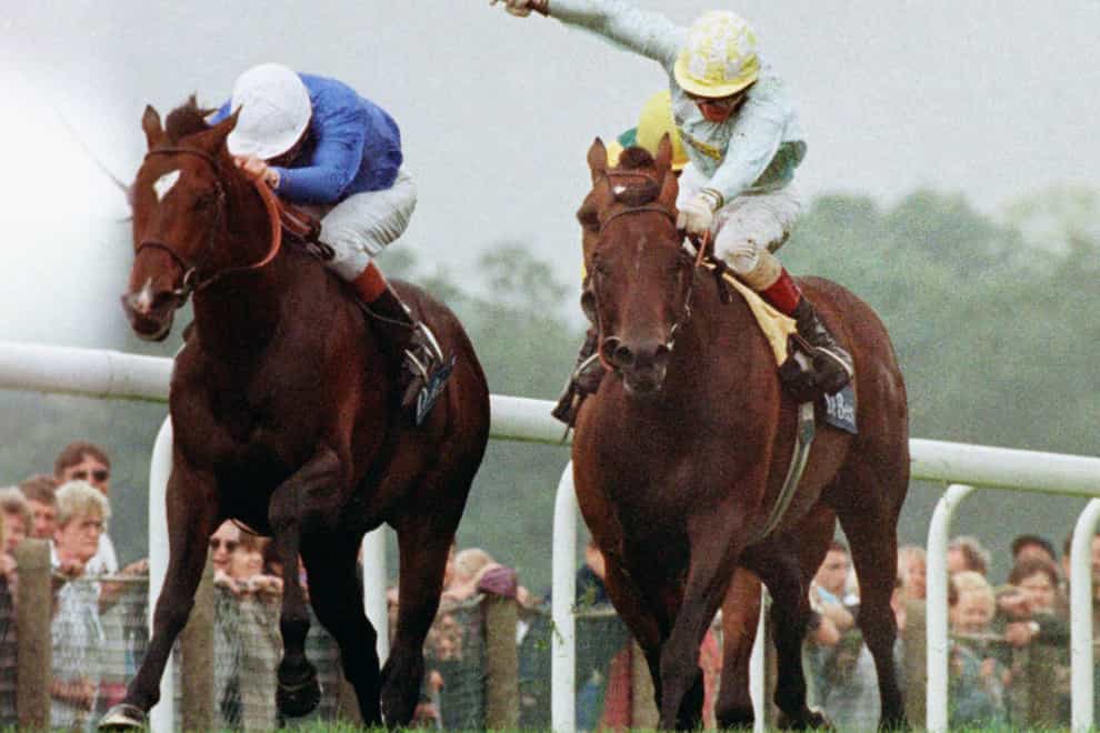John Reid and Swain (left) beat Pilsudski in the 1997 King George VI and Queen Elizabeth Stakes at Ascot (David Giles/PA)