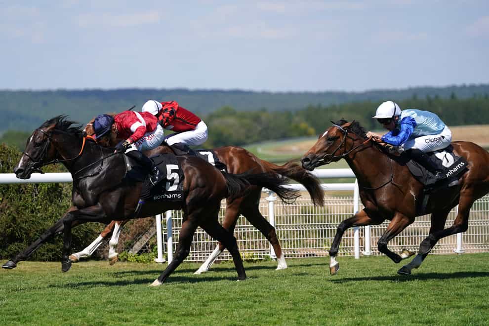 Rocchigiani ridden by Tom Marquand (left) wins The Bonhams Thoroughbred Stakes on day four of the Qatar Goodwood Festival 2022 at Goodwood Racecourse, Chichester. Picture date: Friday July 29, 2022.