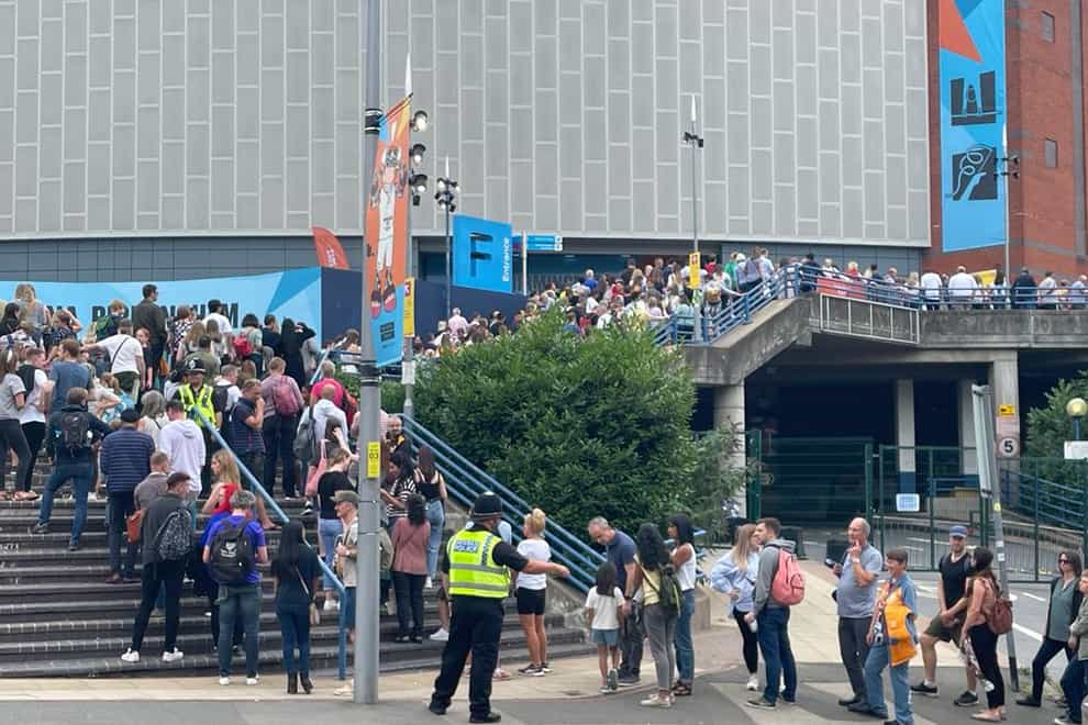 Spectators were stuck outside the Birmingham Arena after the evening gymnastics session at the Commonwealth Games had started (Jamie Gardner/PA)