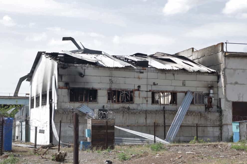 The prison in Olenivka was badly damaged (AP)
