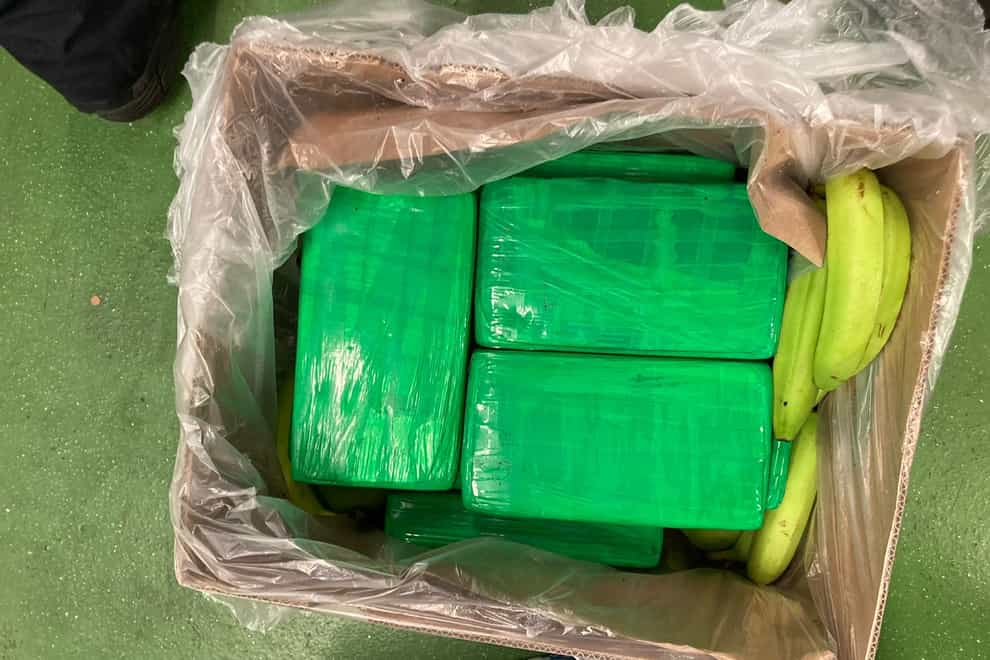 £40 million worth of cocaine found smuggled alongside bananas at London port (NCA/PA)