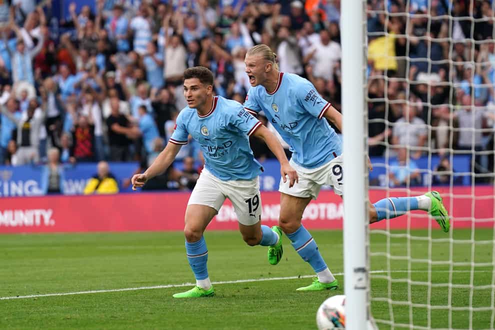 Julian Alvarez upstaged fellow Manchester City new signing Erling Haaland in the Community Shield defeat to Liverpool (Joe Giddens/PA)