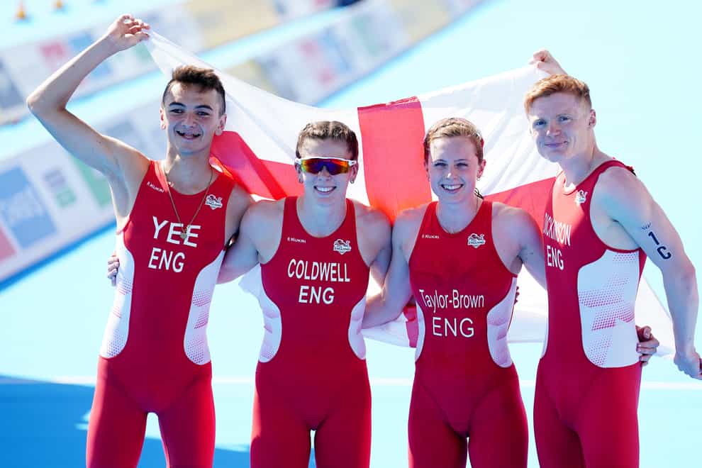 Team England’s (left to right) Alex Yee, Sophie Coldwell, Georgia Taylor-Brown and Sam Dickinson won gold at Sutton Park on Sunday (David Davies/PA)