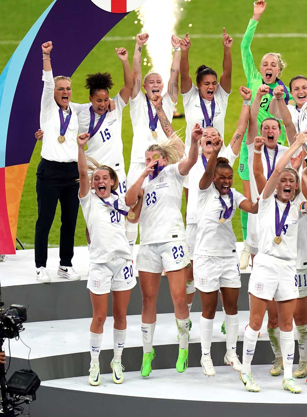 Adele and the Spice Girls are among the famous faces to praise the Lionesses’ ‘girl power’ following their Euro 2022 victory (Adam Davy/PA)