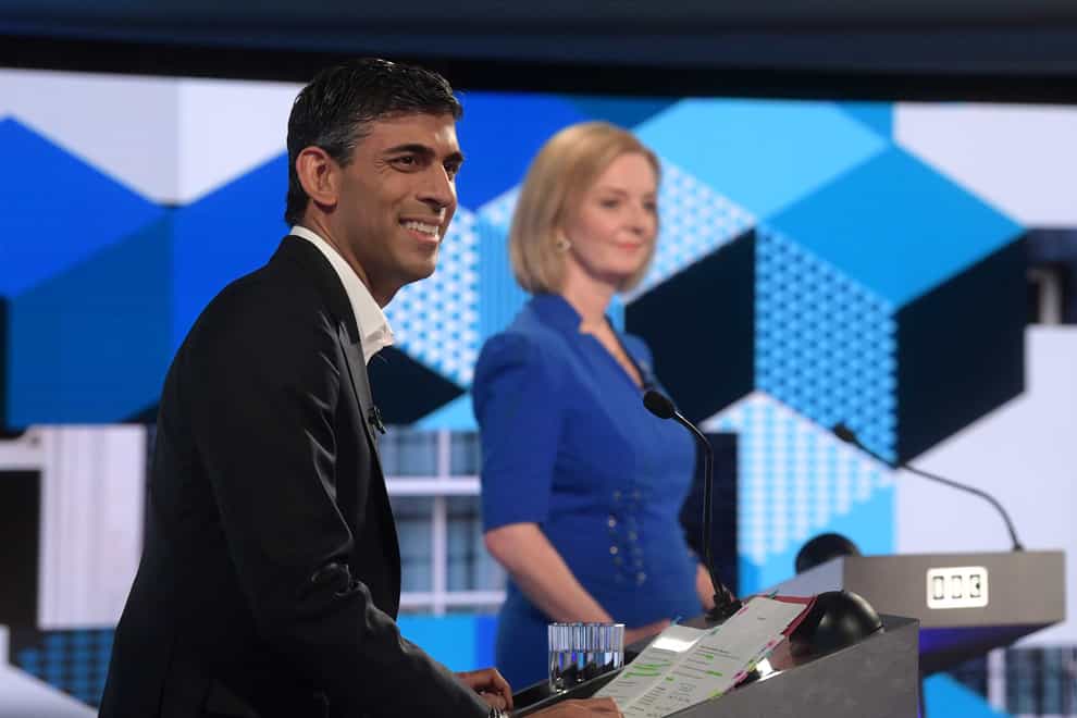 Rishi Sunak and Liz Truss face their second official hustings with Tory members (Jeff Overs/BBC/PA)