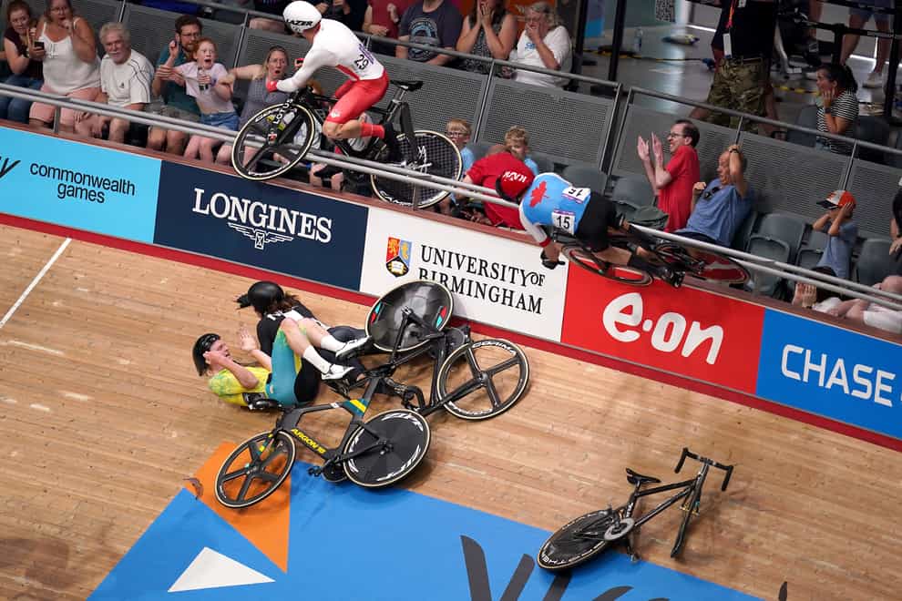 England’s Matt Walls was launched into the crowd in a dreadful crash at the Commonwealth Games (John Walton/PA)