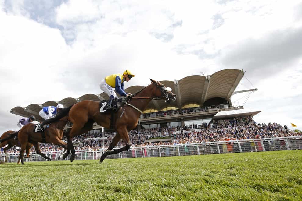 Ajero and Jim Crowley (right) took the final race of Glorious Goodwood 2022 (Steven Paston/PA)