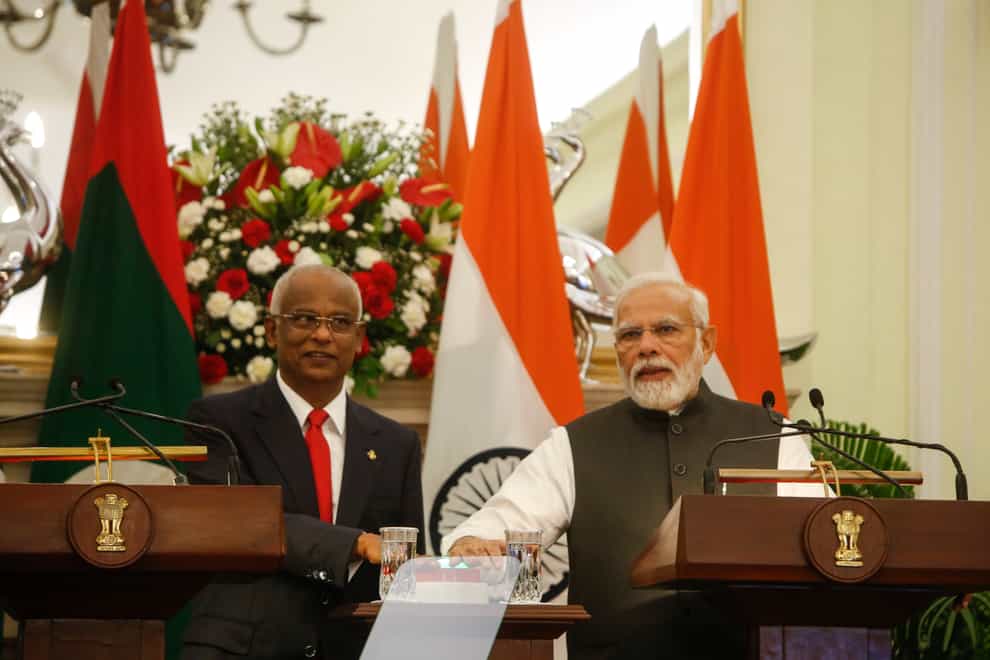 Maldives President Ibrahim Mohamed Solih and Indian Prime Minister Narendra Modi (AP)