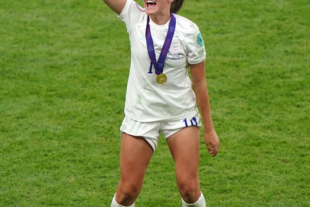 England’s Georgia Stanway celebrates winning the UEFA Women’s Euro 2022 final at Wembley (Joe Giddens/PA)
