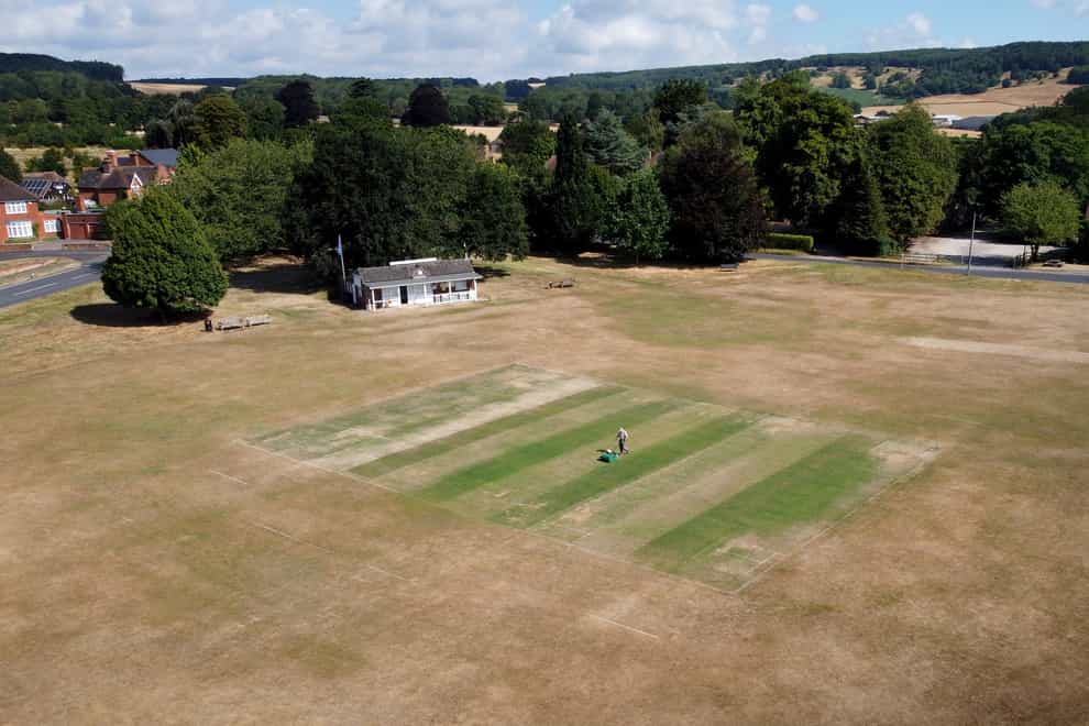 The effects of the drought at Boughton and Eastwell Cricket Club in Ashford, Kent, are clear (Gareth Fuller/PA)