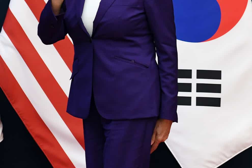 U.S. House Speaker Nancy Pelosi waves to media after a joint press announcement with South Korean National Assembly Speaker Kim Jin Pyo at the National Assembly in Seoul, Thursday, Aug. 4, 2022. (Kim Min-Hee/Pool Photo via AP)