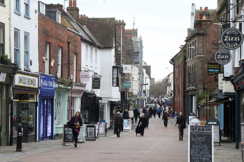 Footfall on high streets declined by 15.9% (PA)