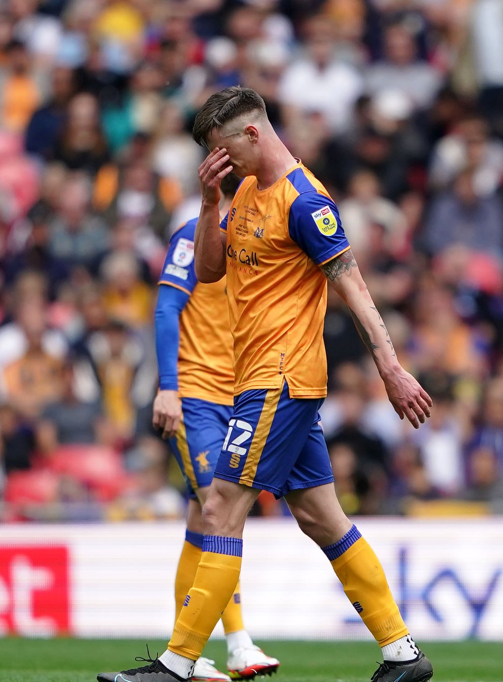 Oli Hawkins is back from suspension for Mansfield (Zac Goodwin/PA)