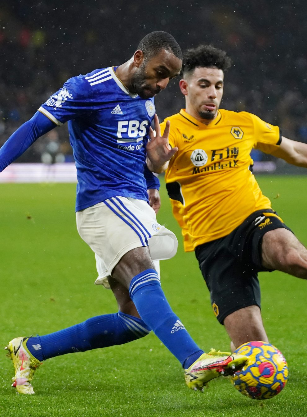 Leicester’s Ricardo Pereira, left, has been ruled out for up to six months after Achilles surgery (Tim Goode/PA)