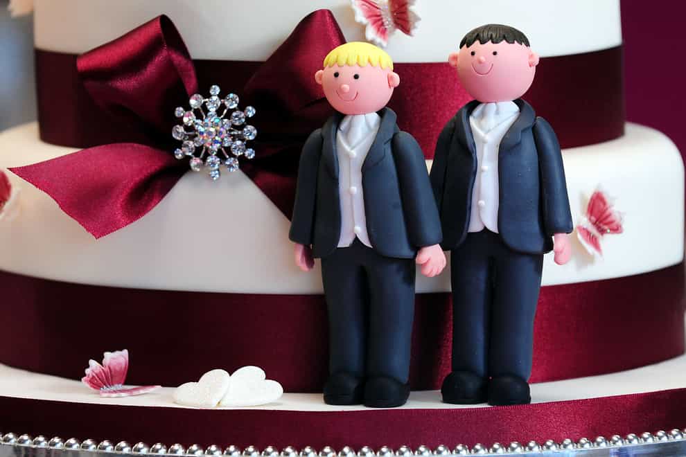 Cake decorations on a wedding cake (Rui Vieira/PA)