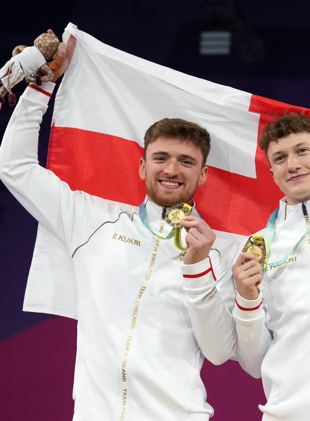Matty Lee, left, and Noah Williams with their gold medals (Tim Goode/PA)