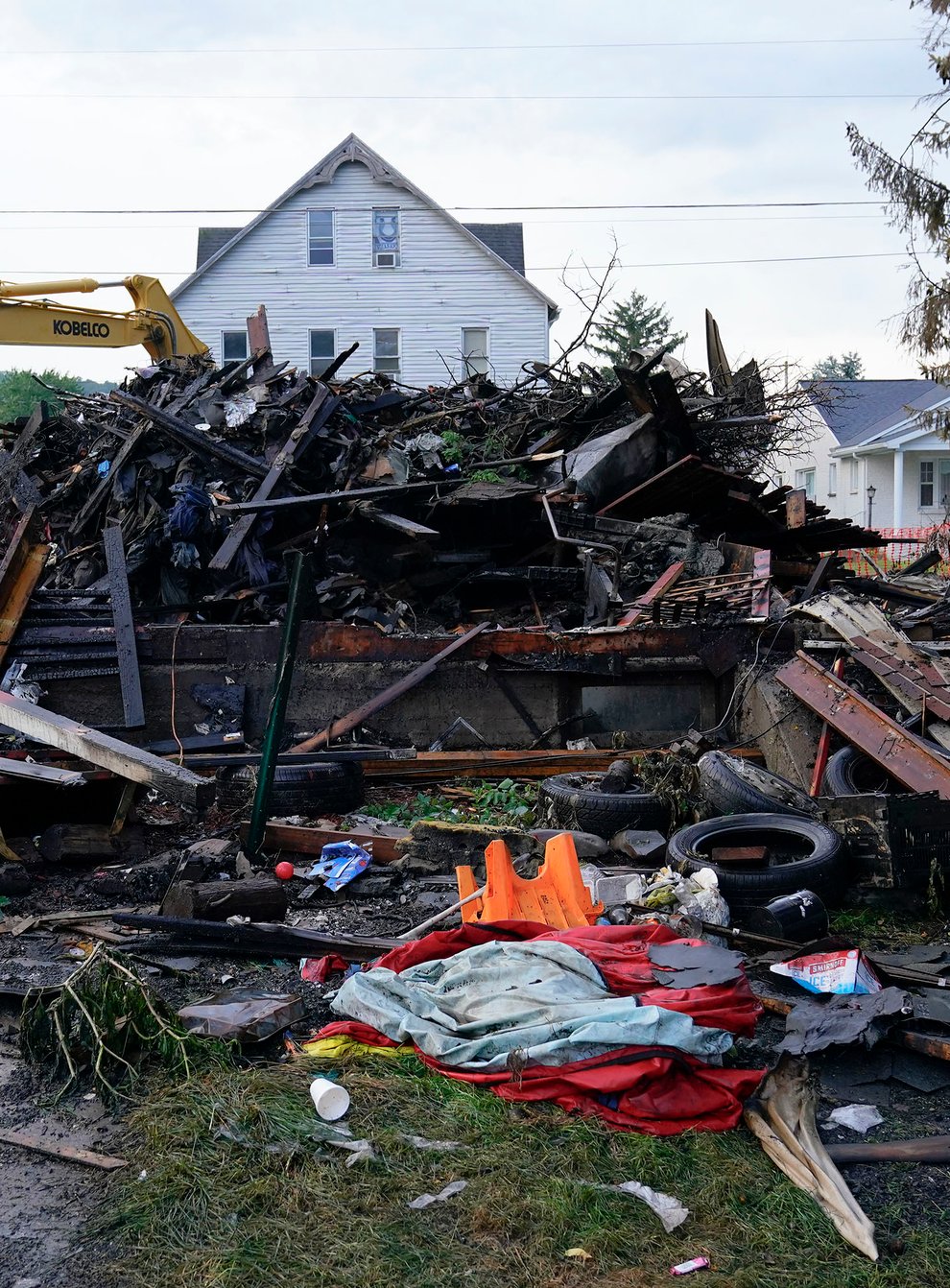 A house that was destroyed by a fatal fire in Nescopeck, Pennsylvania (Matt Rourke/AP)