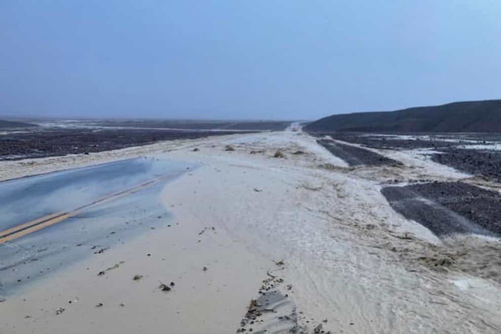 Highway 190 is closed due to flash flooding in Death Valley National Park, California (National Park Service via AP)