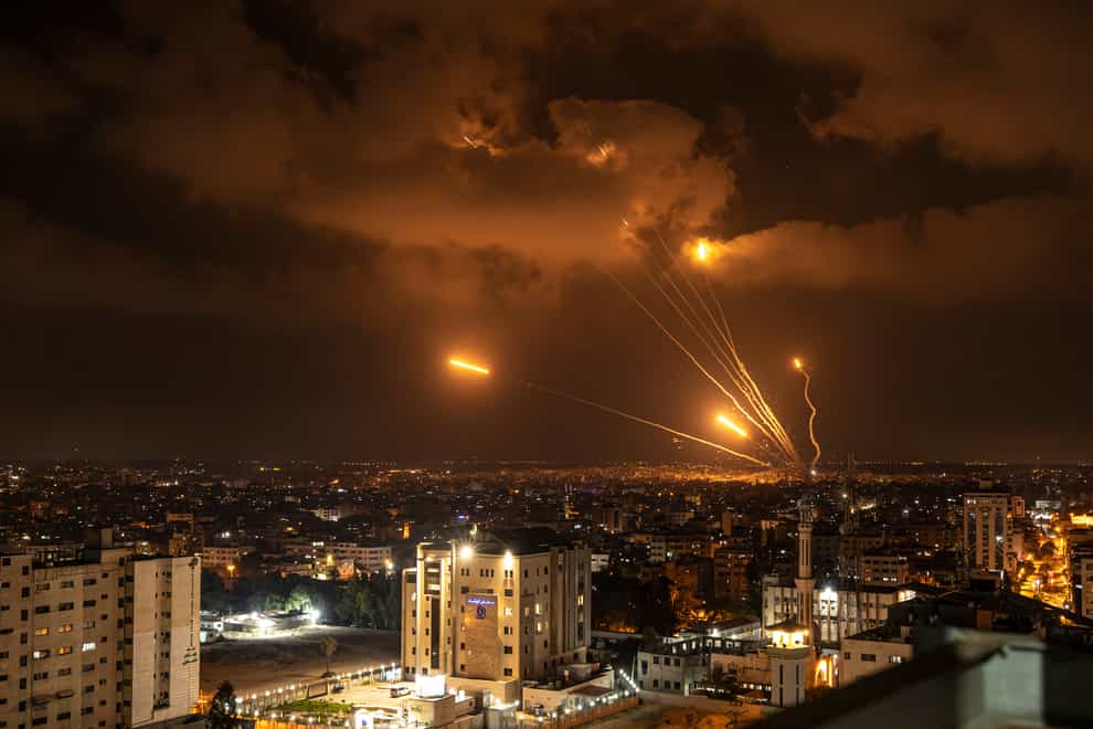 Rockets fired by Palestinian militants towards Israel, in Gaza City (Fatima Shbair/AP)