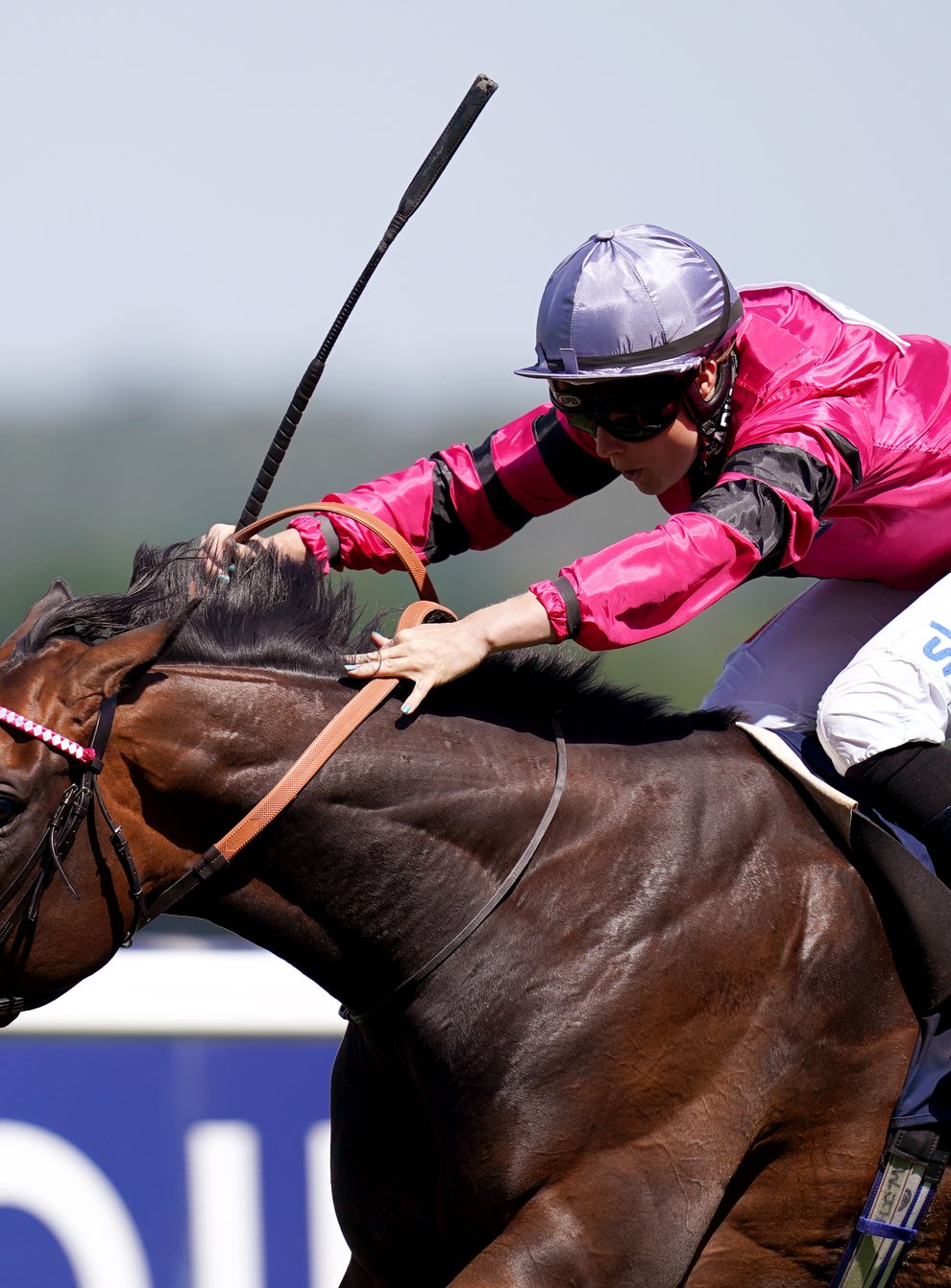 Amanzoe ridden by Joanna Mason comes home to win The Dubai Duty Free Shergar Cup Curtain Raiser Classified Stakes during the Shergar Cup Meeting at Ascot Racecourse. Picture date: Saturday August 8, 2022.