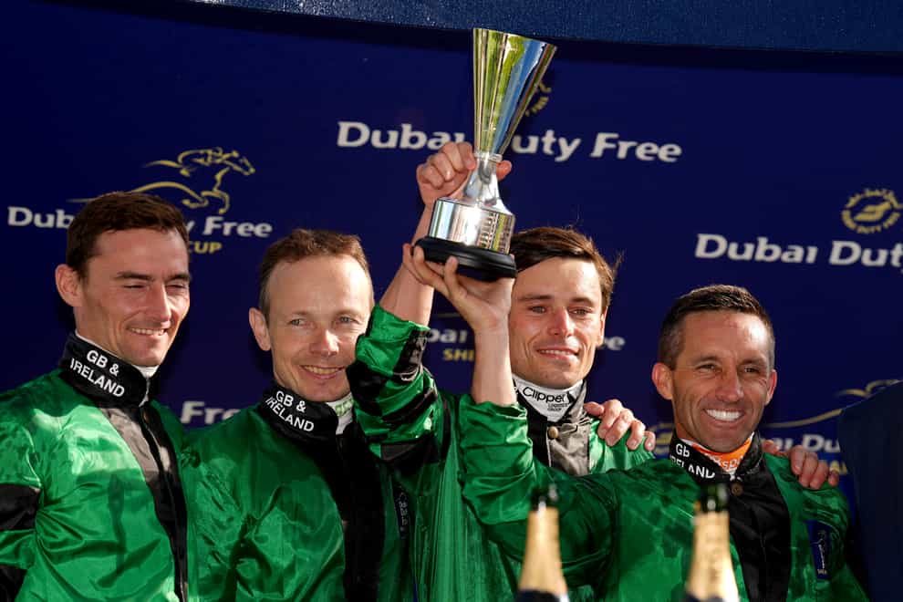 l-r; Team Great Britain and Ireland Daniel Tudhope, Jamie Spencer, Kieran Shoemark and Neil Callan during the Shergar Cup Meeting at Ascot Racecourse. Picture date: Saturday August 8, 2022.