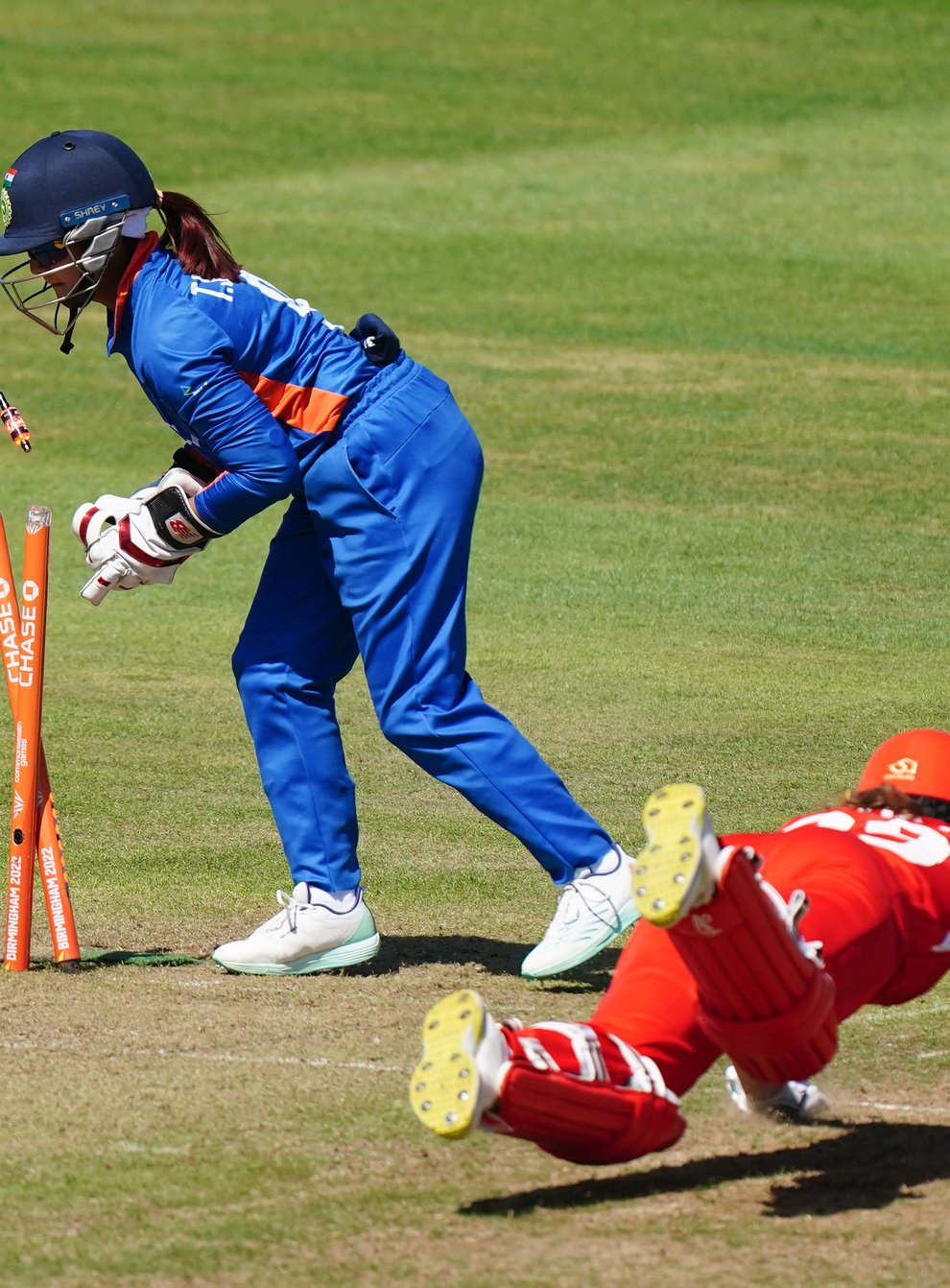 England’s Nat Sciver is run out against India (Mike Egerton/PA)